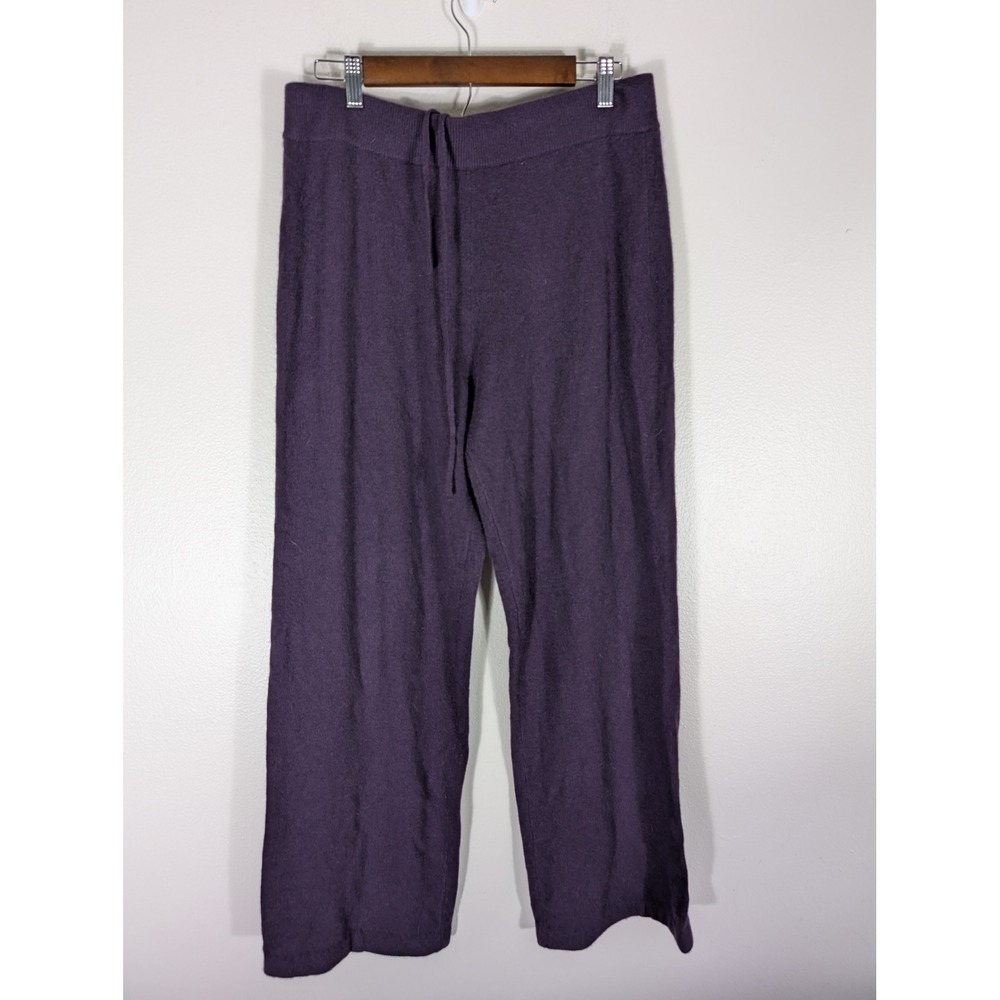 Neiman Marcus Size Large Purple Knit Wide Leg Drawstring Lounge Pants Cozy Soft